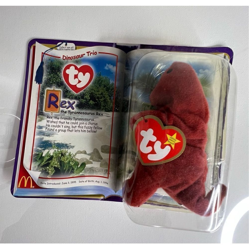 NWT Vintage TY McDonalds Maroon Toy Dinosaur Beanie Baby